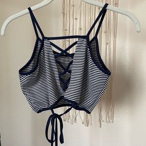 Striped Reversible Crop Top w/ Ties